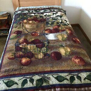 Judy Buswell Multicolor Apples Design Decorative Throw Blanket - Cotton